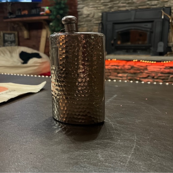 Rare Vintage Hammered Metal Cork Top Flask Made In Germany - Picture 5 of 7
